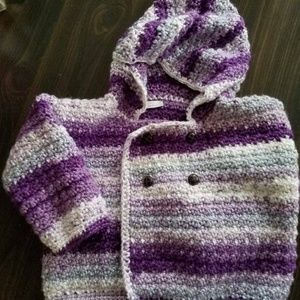 Purple Reign Stripe Hooded Double Breasted Sweater